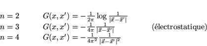 \begin{displaymath}
% latex2html id marker 18130\begin{array}{lll}
n=2\qquad &...
...{1}{\left\vert \vec{x}-\vec{x}'\right\vert ^{2}} &
\end{array}\end{displaymath}