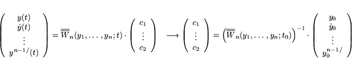 \begin{displaymath}
% latex2html id marker 16969\begin{array}{ll}
\left( \begi...
...0}\\
\vdots \\
y^{n-1/}_{0}
\end{array}\right)
\end{array}\end{displaymath}