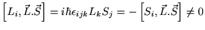 $\displaystyle \left[ L_{i},\vec{L}.\vec{S}\right] =i\hbar \epsilon _{ijk}L_{k}S_{j}=-\left[ S_{i},\vec{L}.\vec{S}\right] \neq 0$